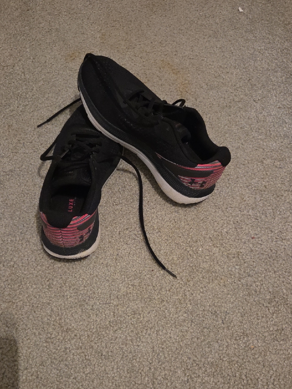 Under Armour Black Athletic Shoes with Pink Heel Detail